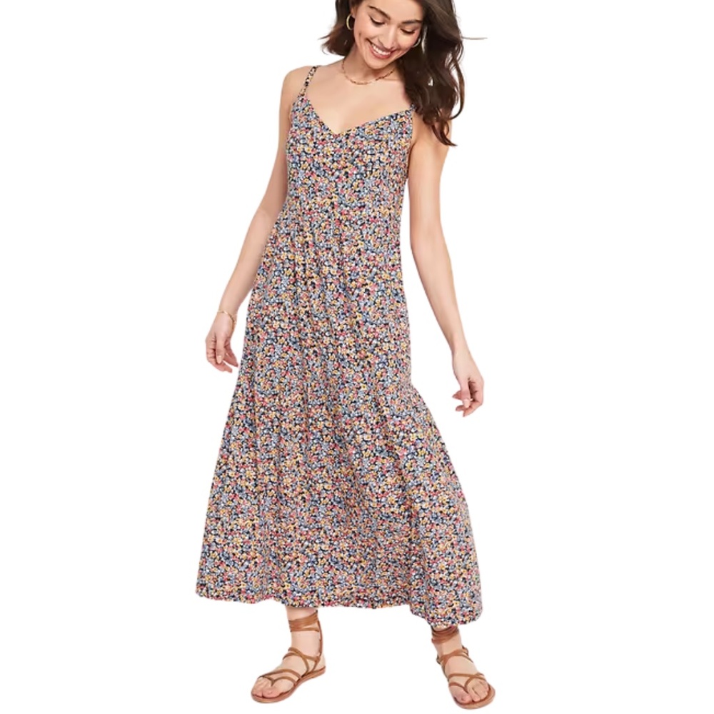 Old Navy Floral Print Cami Style Tiered Maxi Swing Dress